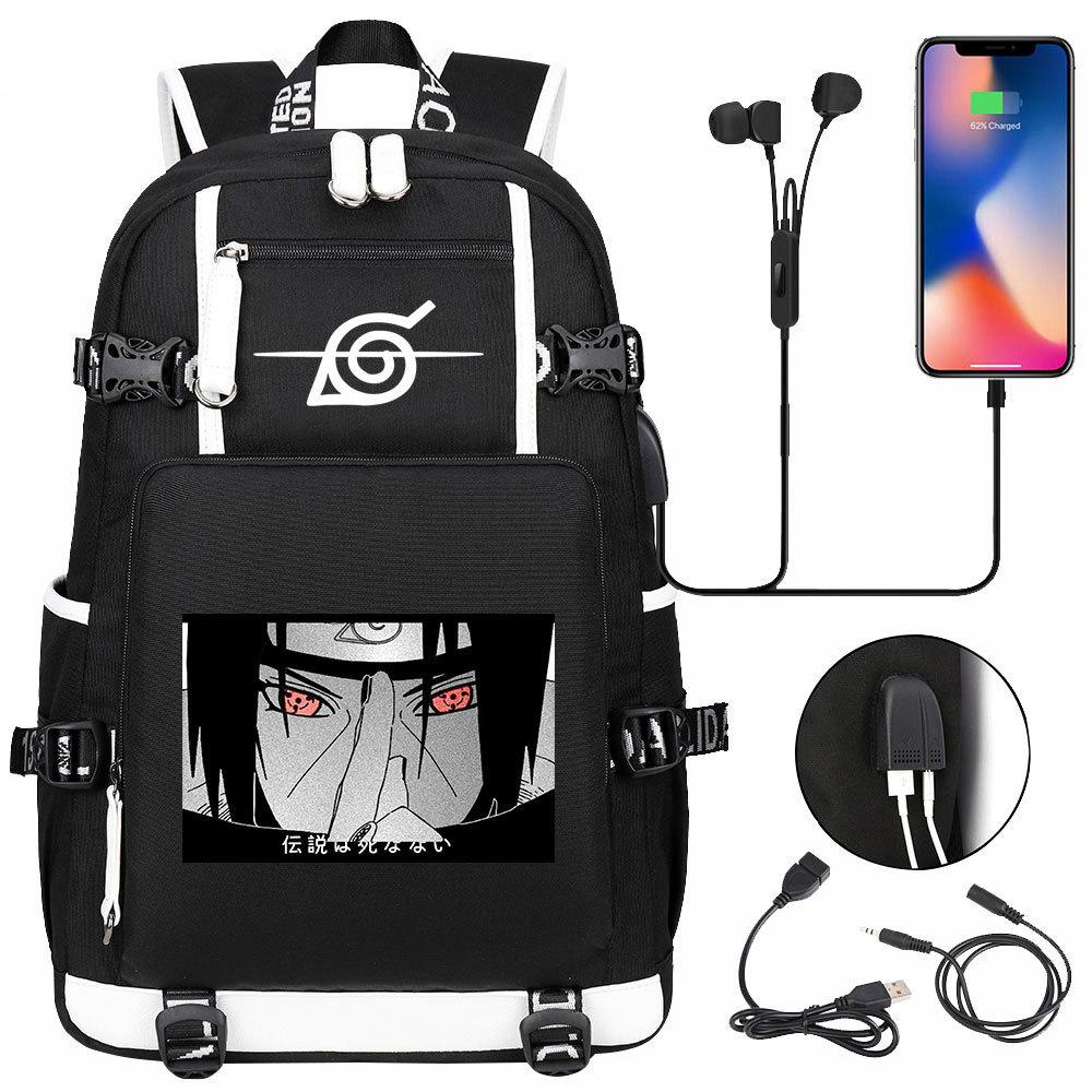 Neuer Naruto-Druck USB Teenager Schüler Schultasche Herren und Damen Freizeit Rucksack mit großer Kapazität Reise Rucksack