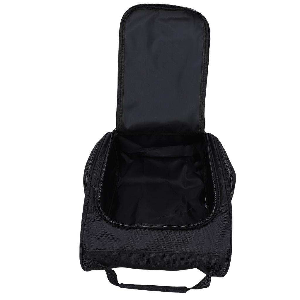 Shoe Bag Men Women Nylon Zippered Shoe Carrier Bag with Side Pockets Top Carry Handle for Socks Tees Balls Black