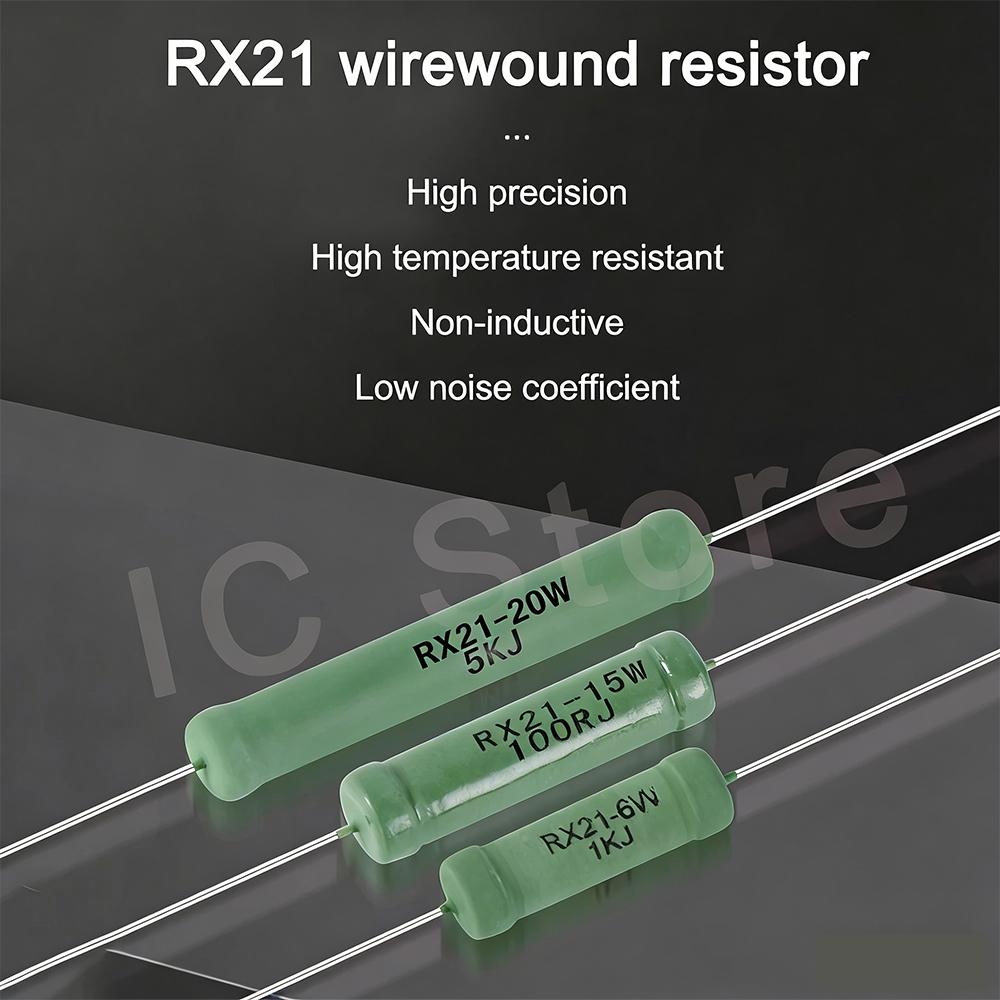 10PCS 15W 20W Wire Wound Resistor RX21 5% Resistance 0.1 0.2 1 2.2 3.3 4.7 6.8 10 22 47 100 220 330 470 680R 1K 10K 12K 15K Ohm