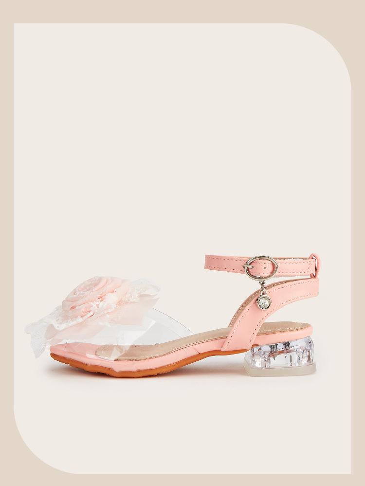 Mädchen Sandalen mit offener Zehenpartie und Rosenblüte - Frühjahr 2026