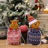 Christmas Knitted Gift Bags Set With Apple Doll Elk Santa Bear Design For Candy Storage Xmas Party Favors  Year Gifts Holiday