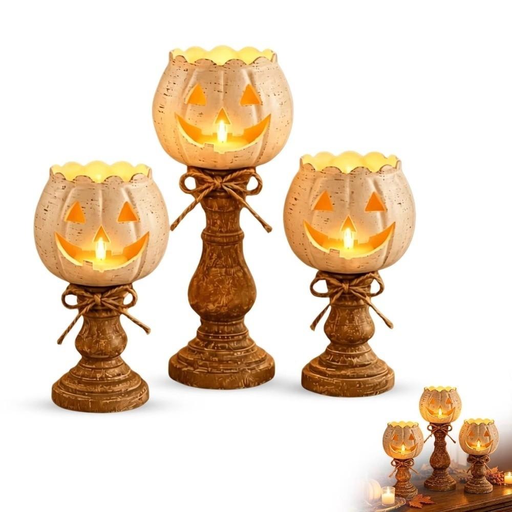 Cutout Face Pumpkin Tealight Candle Holder Scalloped Top Tealight Candle Holder  Thanksgiving Decor