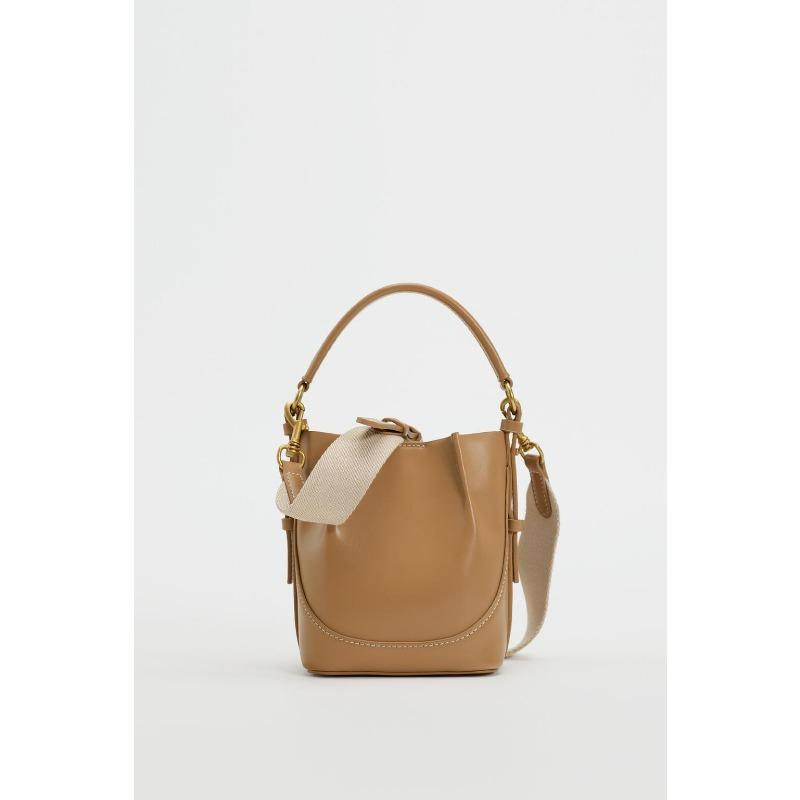 Fashion new women's bag brown bundle mouth portable messenger broadband bundle mouth bucket bag