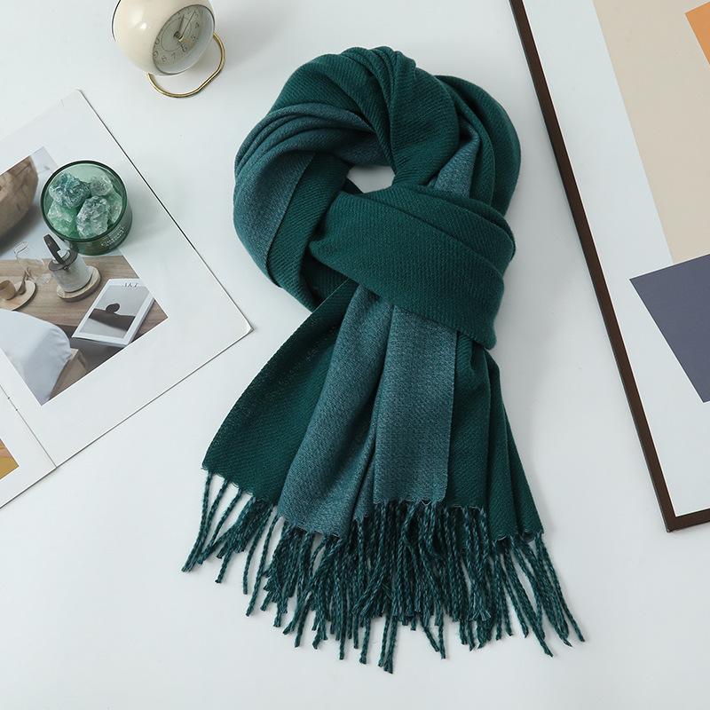 Double-sided Two-color Scarf for Women Autumn and Winter High End New Wool Scarf Shawl Imitation Cashmere Scarf