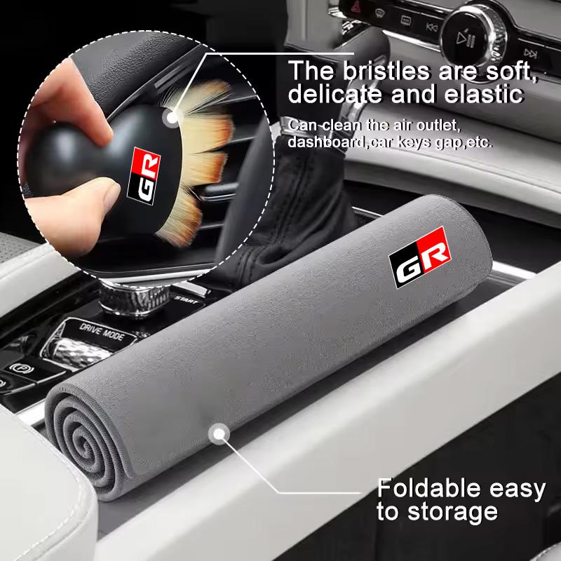 Car Soft Brush Tool Dust Remover Suede Fleece Microfiber Wash Towel For Toyota GR 86 Corolla Prius YARiS Hilux CHR SUPRA RAV4