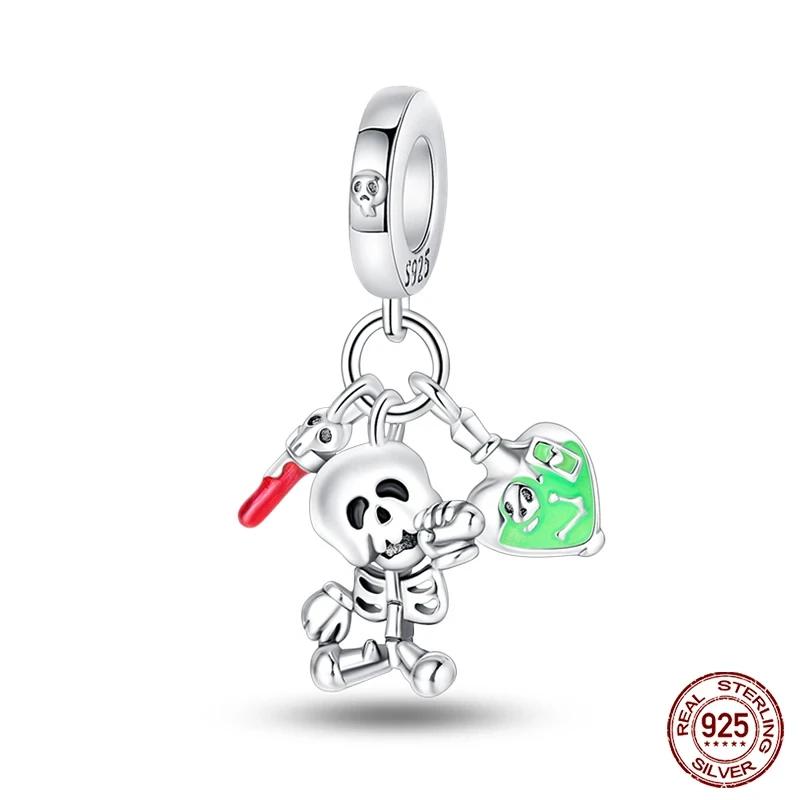 Copper Halloween Series Charms Luminous Pumpkin Demon Skull Beads For Fit 3Mm Original Bracelet Diy Jewelry