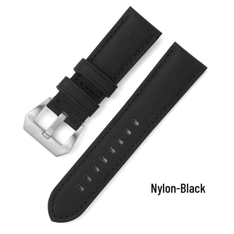 

High-End Nylon & Leather Retro Sport Watch Strap - Universal Sizes 20/22/24/26MM Default Silver Buckle, Contact for Black Buckle