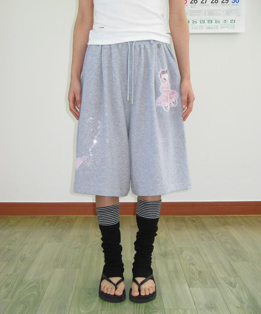 RONRON Betty Boop Dreamy Ribbon Sweat Bermuda Pants Gray