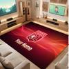 Lyon FC Custom Crystal Velvet Rug, Personalized Name Text Print, Football Logo Soft Non‑Slip Floor Mat Home Decor Gift