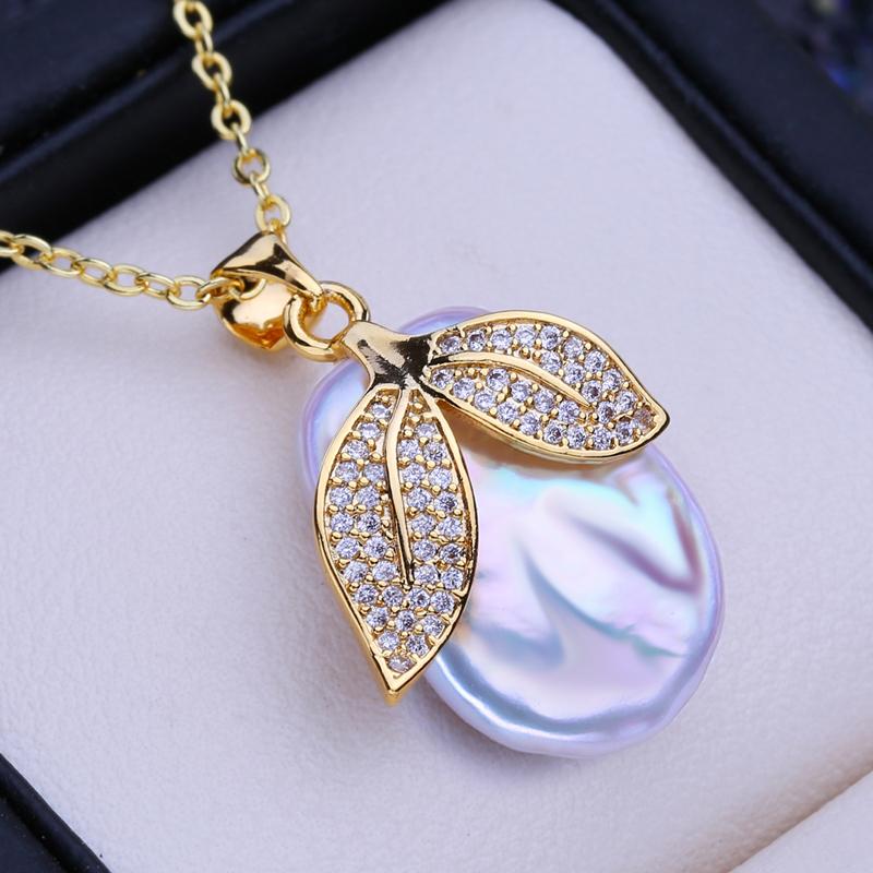 LSOOYH Přírodní sladkovodní velký barokní perlový přívěsek klasické přívěskové náhrdelníky pro ženy dárek k narozeninám dívky