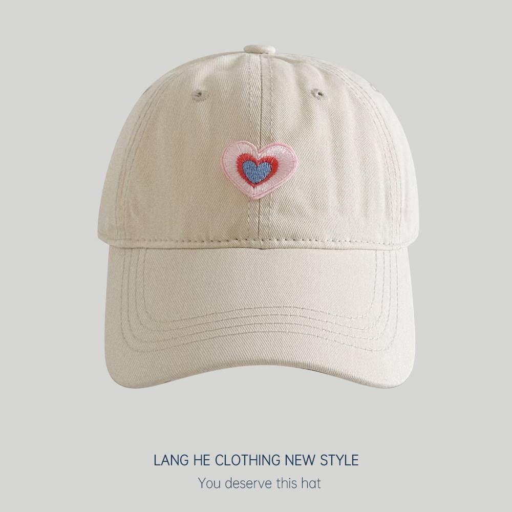 

Premium Quality Cotton Heart Embroidery Baseball Cap For Spring Fashion Summer бежевый