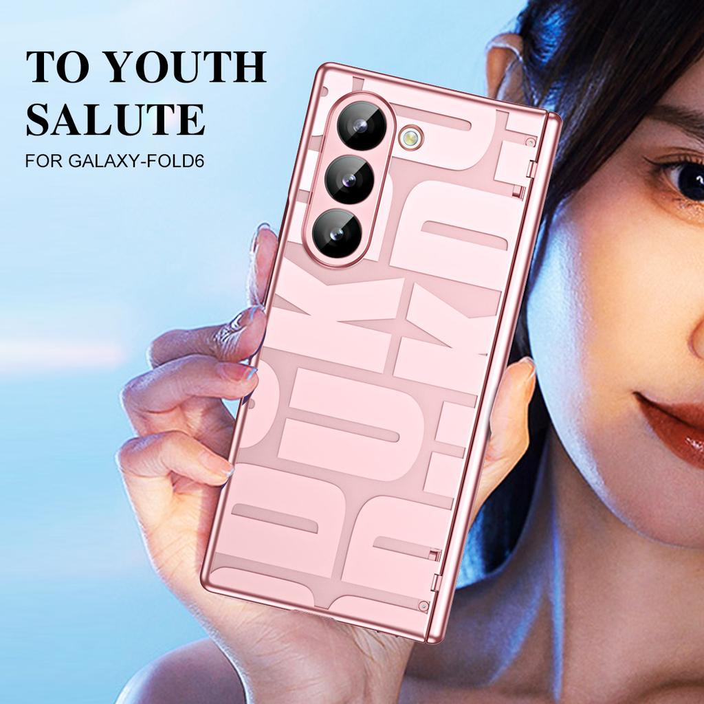 For Samsung Galaxy Z Fold6 5G Case Electroplating PC Phone Cover with Tempered Glass Film