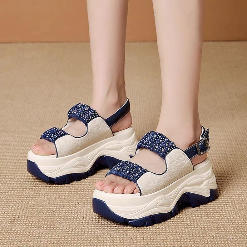 Mote Moderne Kilesandaler for Damer Platform Sommer Nye Høye Sandaler Dame Høydeøkende Sko Damer Tykksålede Sko
