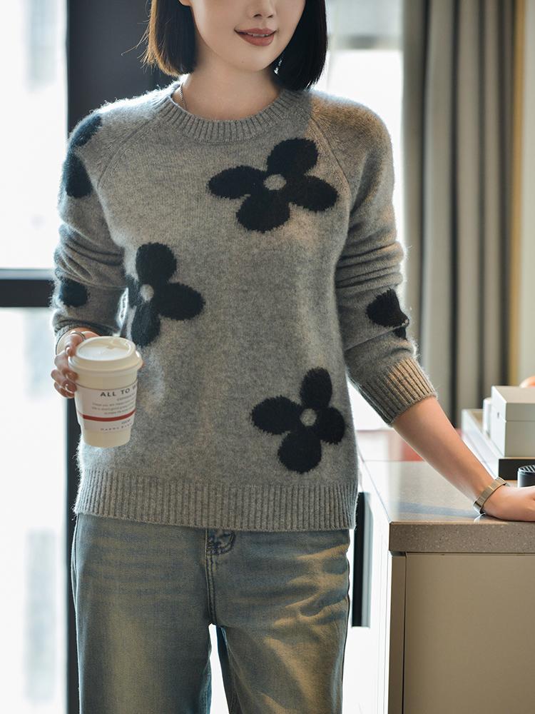 Women's Cashmere Sweater Qinghe Cashmere 30% Cashmere 70% Wool Autumn and Winter Cashmere Pullover Soft and Warm