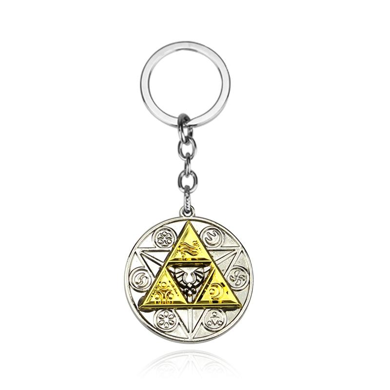The Legend of Zeldas Pendant Keyring for Men Women Vintage Triforce Triangle Amulet Key Chain Cosplay Party Jewelry Gifts