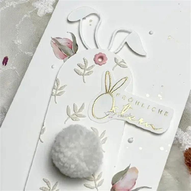Easters Rabbits Label Cutting Dies for Scrapbooking Card Making Decorations Carbon Steel Die Cuts Embossing Stencils