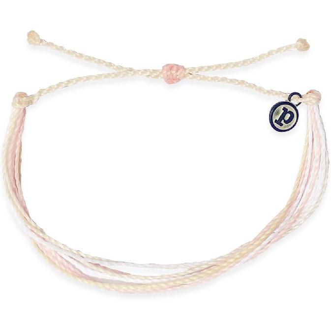 Pura Vida Armbänder Original Schnurarmband für Damen | Wasserdichtes verstellbares Armband mit beschichtetem Anhänger zum täglichen Stapeln und für Stil. Women's Night Out white