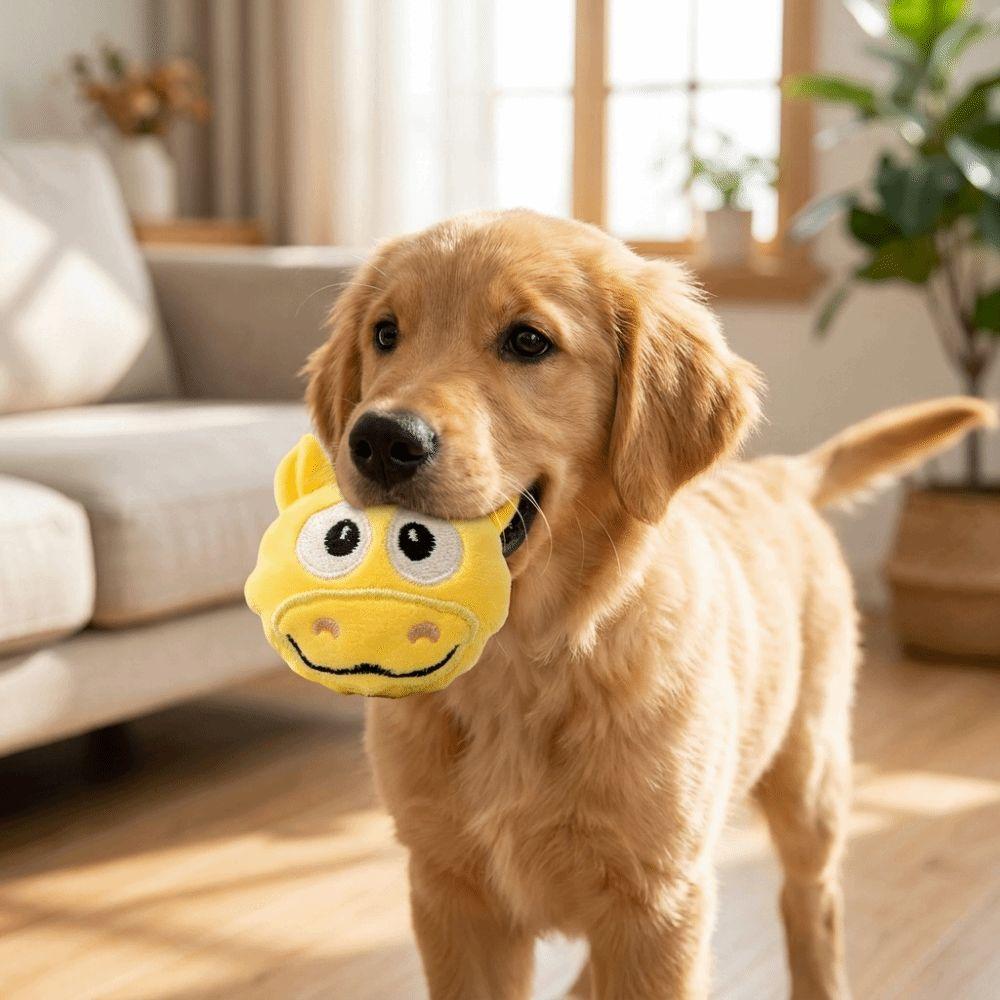 Bite Resistant Plush Dog Toy Ball Soft Squeaky Dog Toy Cute Dog Training Toy Ball  Fetch Play