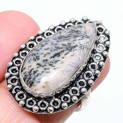Dendrite Opal Gemstone 925 Sterling Silver Jewelry Ring Size 7.5 P2O32