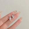Starburst Zircon Stud Earrings for Women Sterling Silver Hypoallergenic Lightweight Small Size Elegant Design Fashion Jewelry