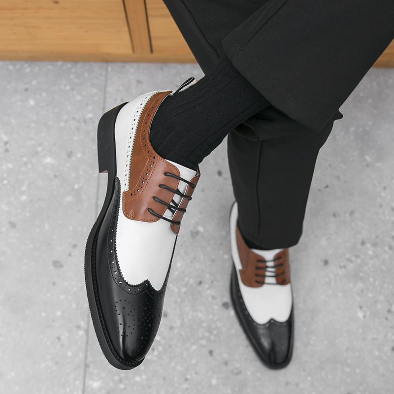 Fashion British Style Men's Brogue Shoes Trendy Office Interviews Business Dress Shoes High-end Banquet Versatile Men's Leather Shoes