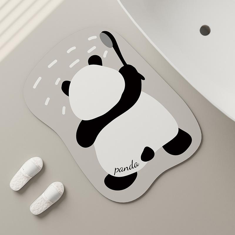 Cartoon Cute Panda Household Toilet Door Mat Special-shaped Water-absorbing Easy-drying Foot Mat Bathroom Diatom Mud Floor Mat