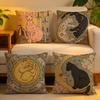 Kissenbezug Leinen Hautfreundlich Weich Dekorativ Hülle für Sofa Heimdeko Muchastyle Katze Tarot Kissenbezug