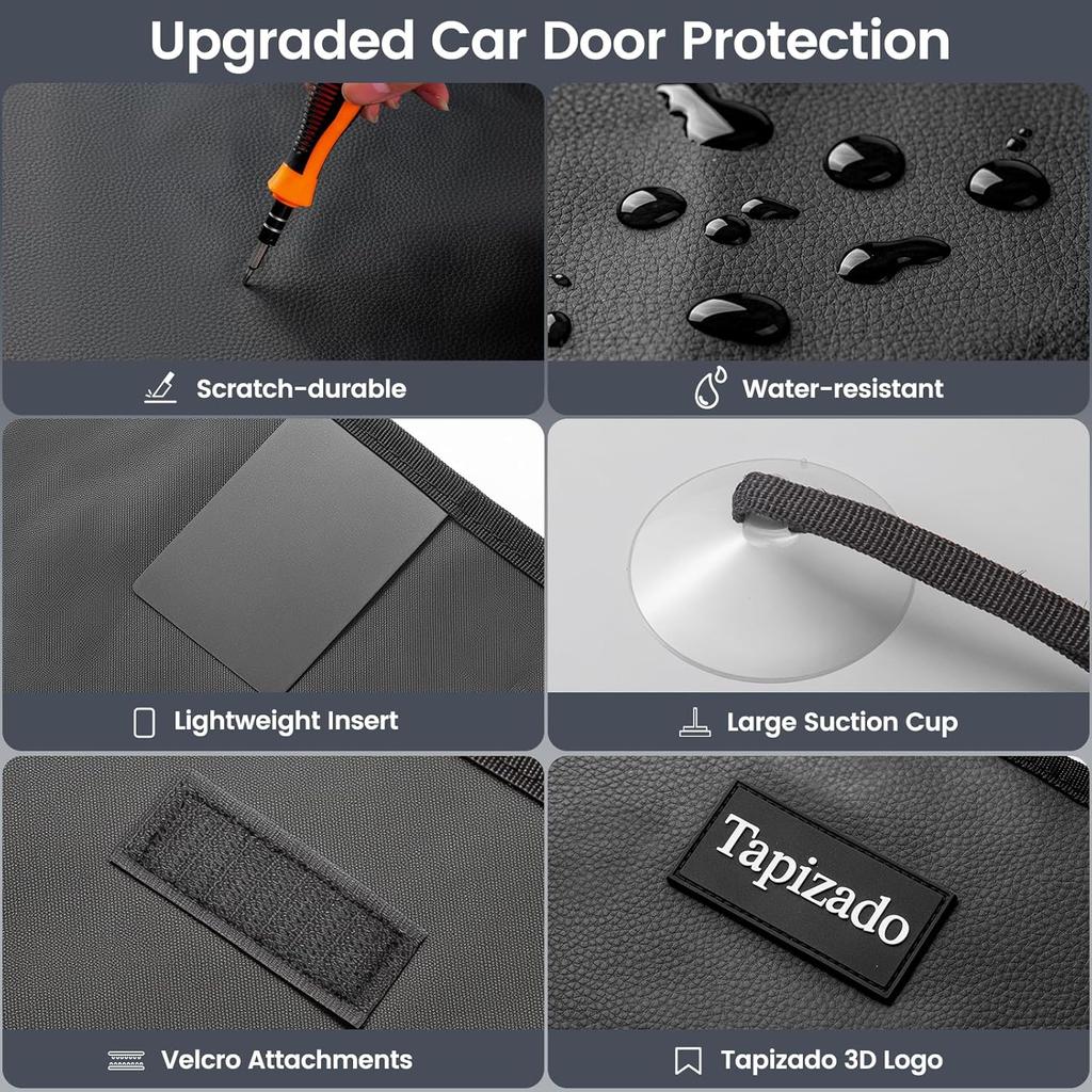 Oversized Car Door Protector For Dogs With Anti-Scratch PU Leather, 2 Pack Pet Vehicle Door Cover Guard With Adjustable Suction Cup, Waterproof