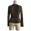 Women's Slim Fit Leopard Print Blouse Fashion Hollowed Out Round Neck Tight Long Sleeved T-shirt Sexy Casual Top Streetwear Basic Clothing