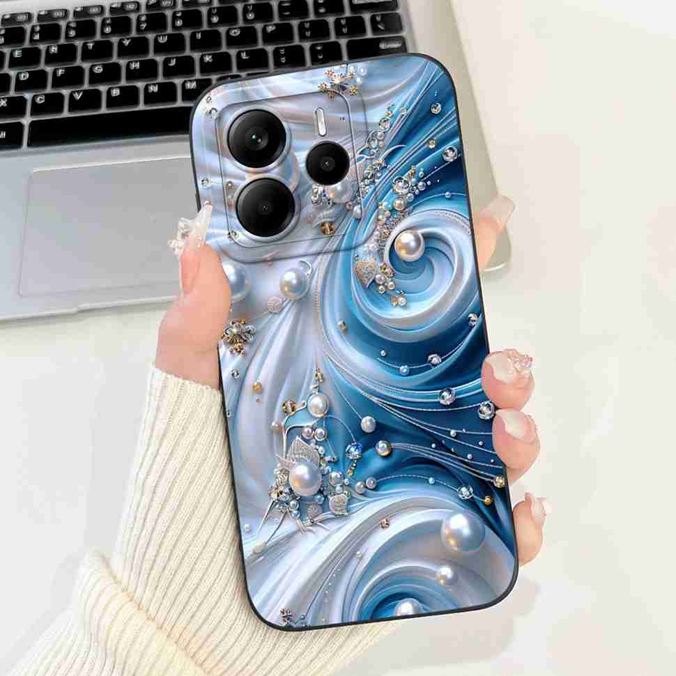 Luxury Rose Cover For Xiaomi Redmi Note 14 5G Case 6.67" Soft Slim Phone Case For Redmi Note 14 Note14 5G Capa Bags