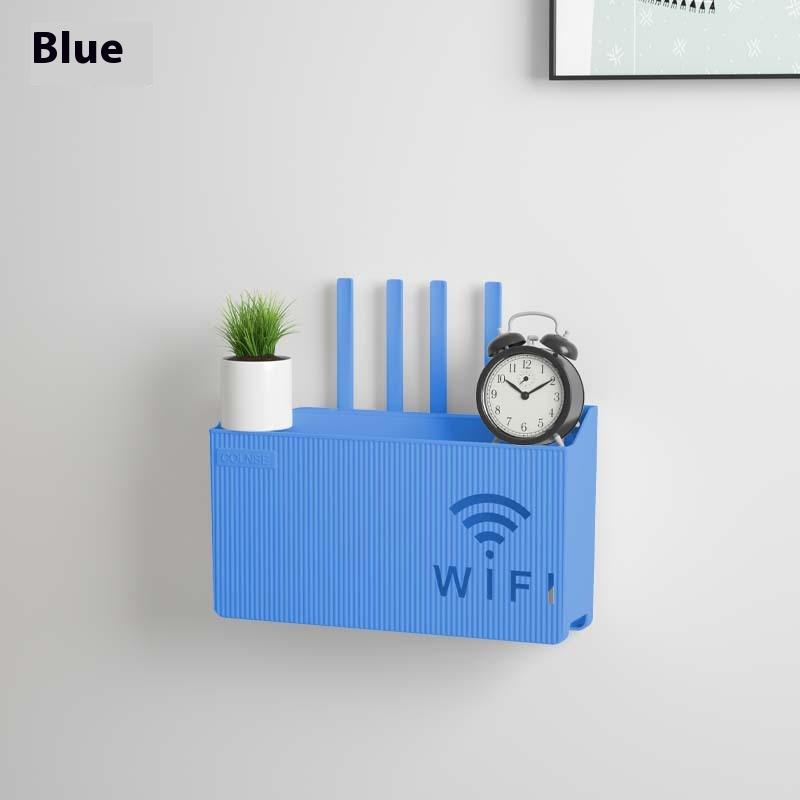 

1PC Настінний бездротовий Wi-Fi маршрутизатор Полиця Ящик для зберігання ABS пластик Коробка-органайзер Кабель Кронштейн живлення Органайзер Коробка Домашній декор 1PC синій
