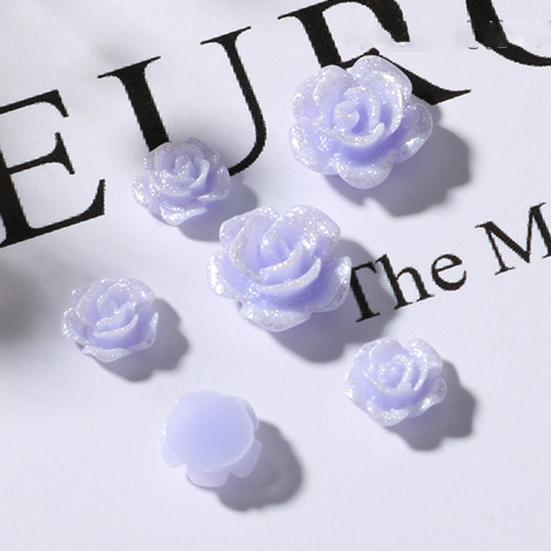 100Pcs/Set Nail Ornament Flower Shape Ice Penetration 3D Effect Resin Camellia Aurora White