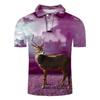 Christmas reindeer polo shirt, animal-themed men's short-sleeved collared top, trendy style