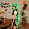 Halloween Dekor Dinosaurierskelett Kostüm, 3D Spinosaurus Schädel Maske Kopfstück und Wirbelsäule, Heim Plüsch Kapuzen Kostüm für Halloween, Cosplay,