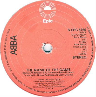7inch Record ABBA - The Name Of The Game SEPC5750 Epic 1977 UK Pop Used