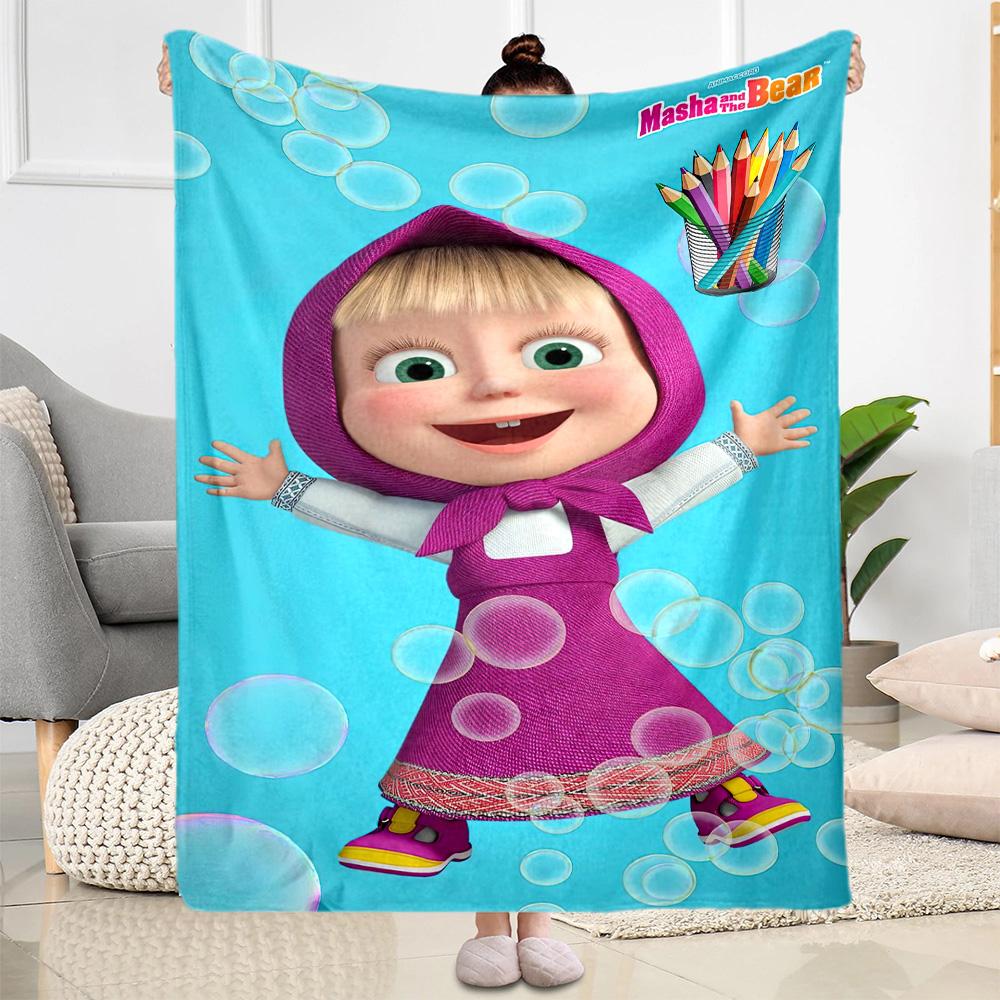 Masha Bear Blanket Comfortable Suitable for Livingroom Seaside Sofa Four Seasons Multipurpose Stylish Decor Best Holiday Gift for Friends Family