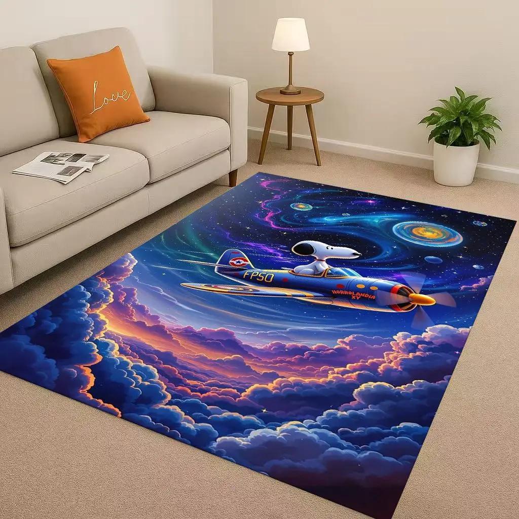 3D Snoopy Dog Peanuts Cartoon Christmas Living Room Non-Slip Area Rug Carpet for Bedroom Playroom Sofa,Home Decor Doormat