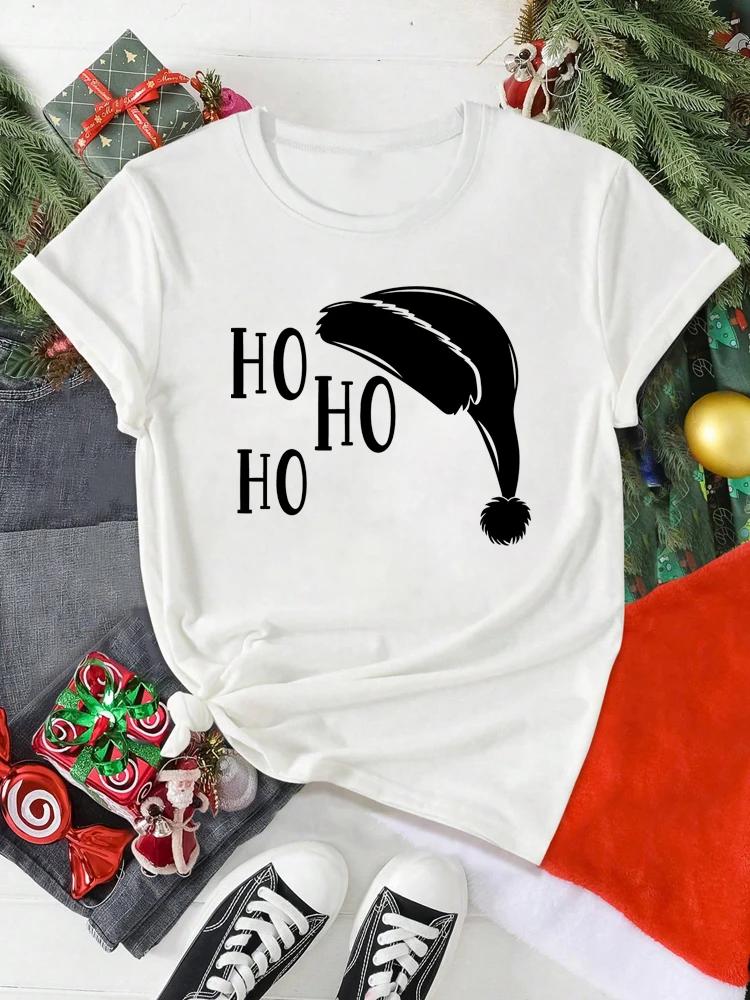 Tricou de Crăciun pentru femei cu imprimeu Moș Crăciun, Cadouri de Crăciun, Top de desene animate, Tricou, Modă Harajuku, Tricou de Anul Nou