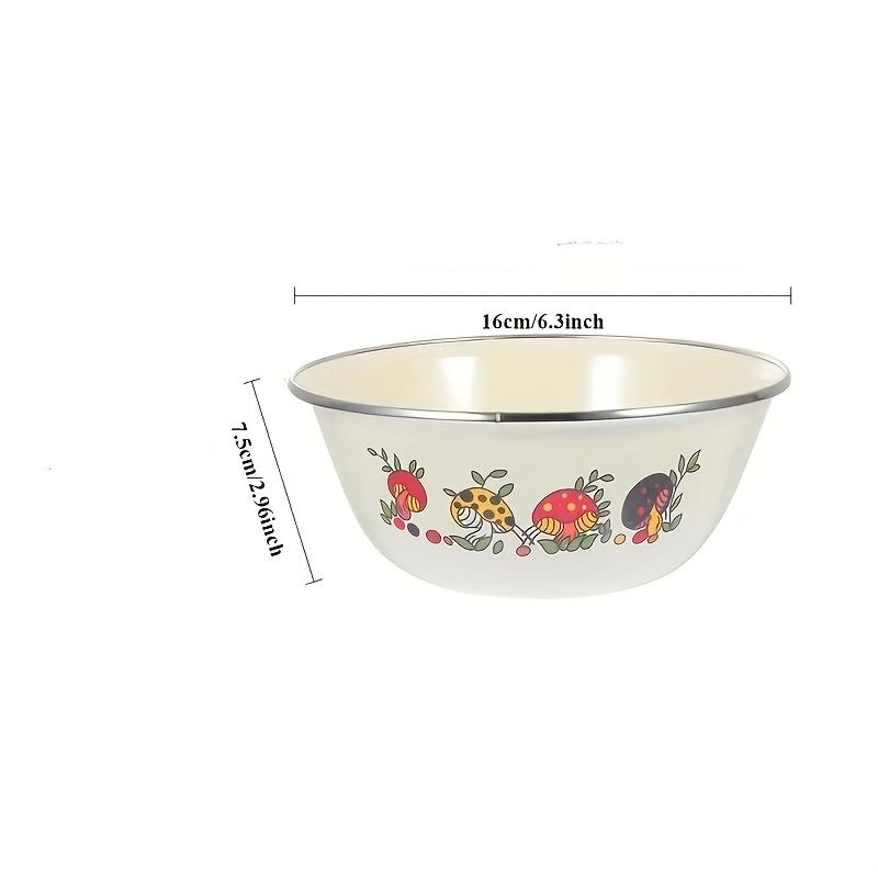 Vintage Floral Enamel Bowls Sturdy Round Freshness Preservation Bowl for Fruits, Vegetables, Salads, and Dry Food