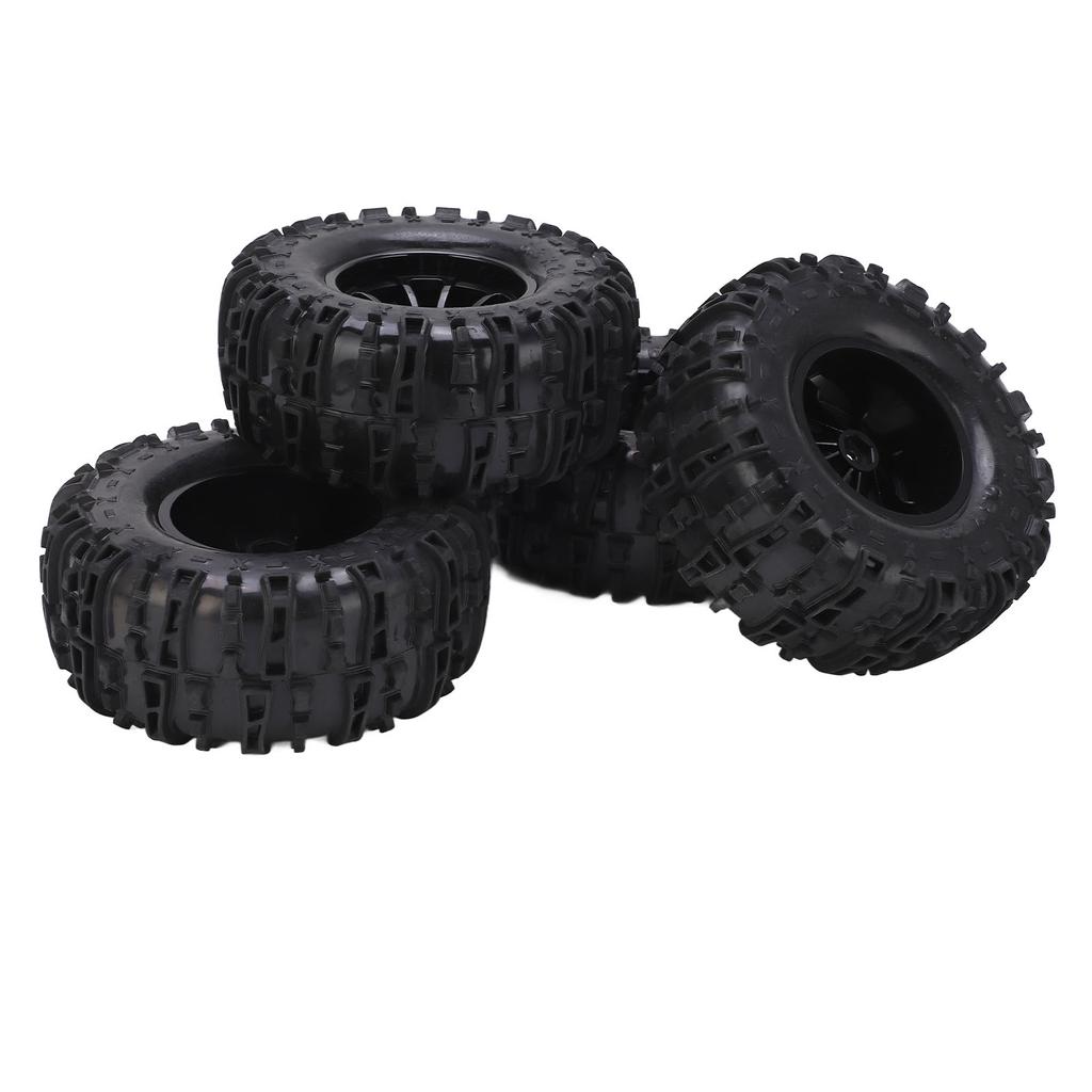 RC Vehicle Wheels and Tires Set Black with Plastic Hub for Monster Truck 18 110 Short Course Truck