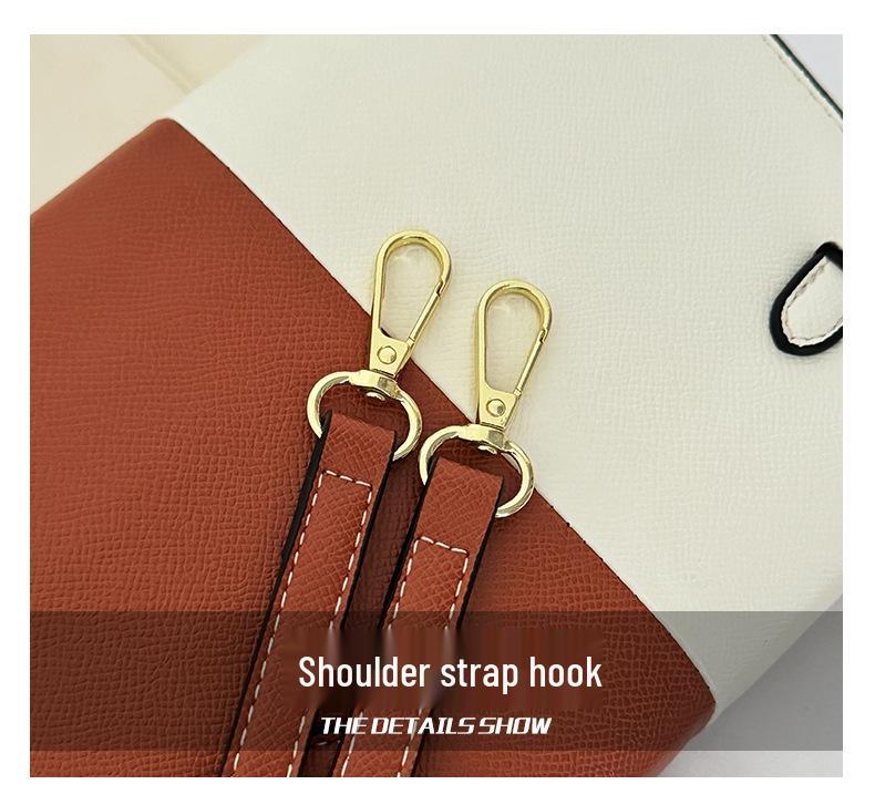 Color Block Kelly Bag: Trendy Two-Tone, Large Capacity, Versatile Shoulder & Crossbody Bag for Work Commute.