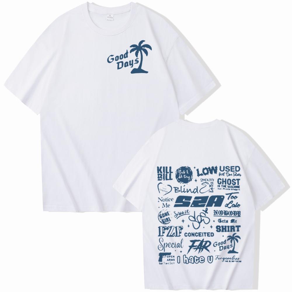 Sza Full Tracklist Shirt Sza Good Days Shirt Sza Merch Sza Fan Gift O-Neck Casual Short Sleeve Shirts