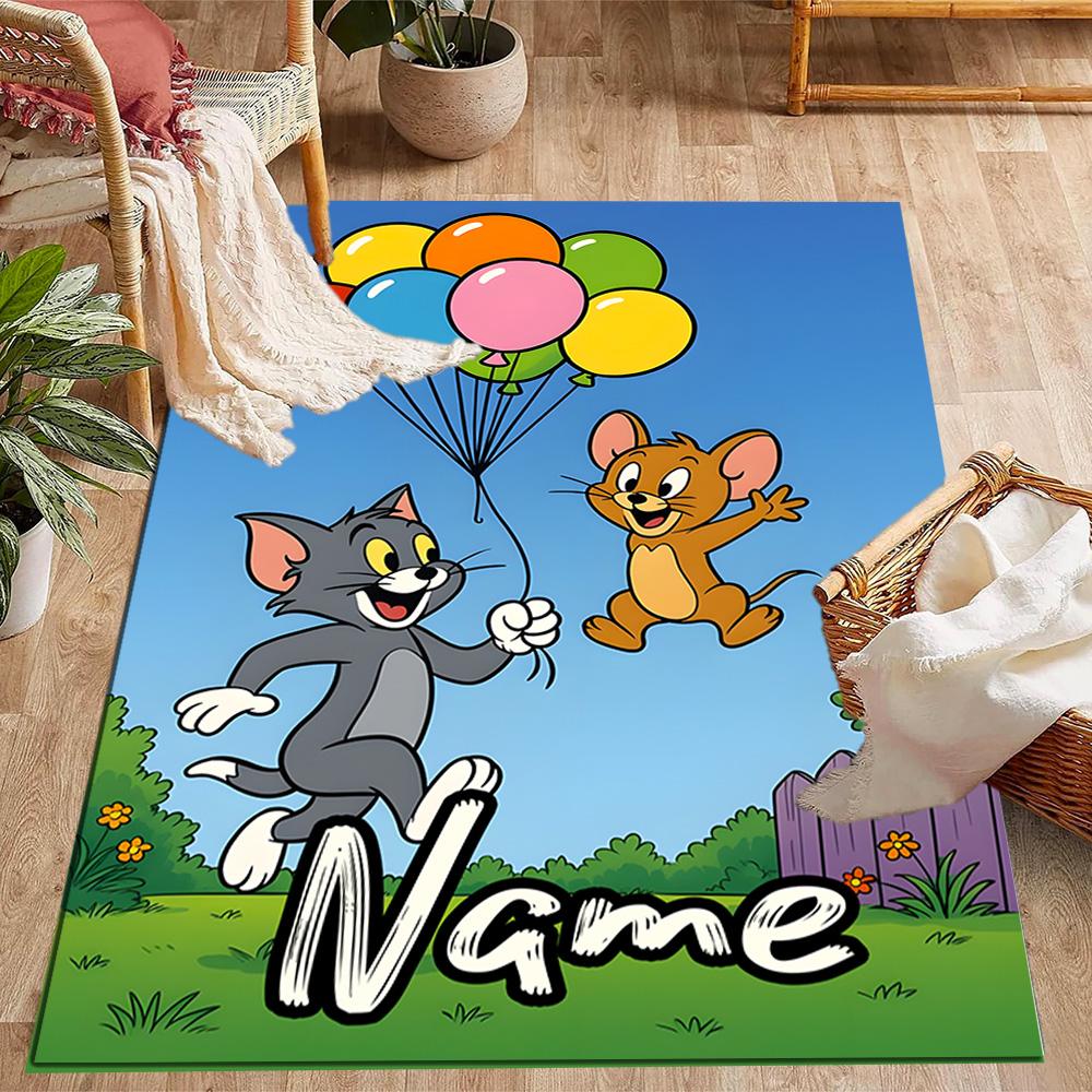 Looney Tom Jerry's Valentine Customized Name Floor Rug Office Rug Design for Balcony Living Rooms Study room Hallway Antislip Carpet Office home decor