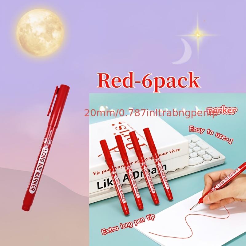 

6pcs Long Tip (20mm) Quick-Dry Oil-Based Marker Pens - High Quality, Non-Toxic, Smudge-Proof Art & Drafting Markers Students красный