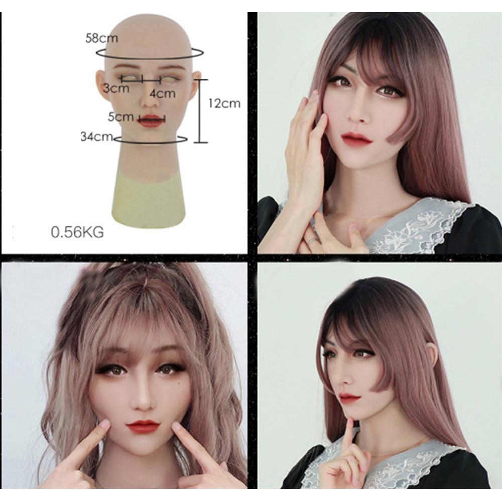 Masque Realistic Silicone Head Party Masks Full Head Mask With Delicate Makeup for Crossdresser Cosplay Crossdress