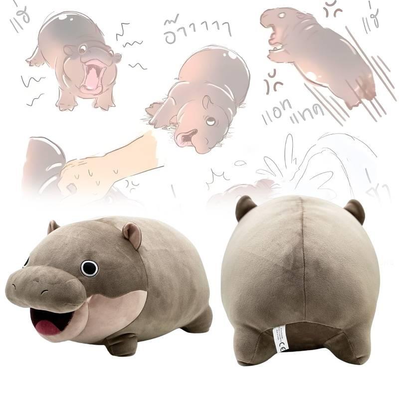 Moo Deng Hippo Plush Toys Cute Cartoon Girl Holiday Gifts Throw Dolls Pillow