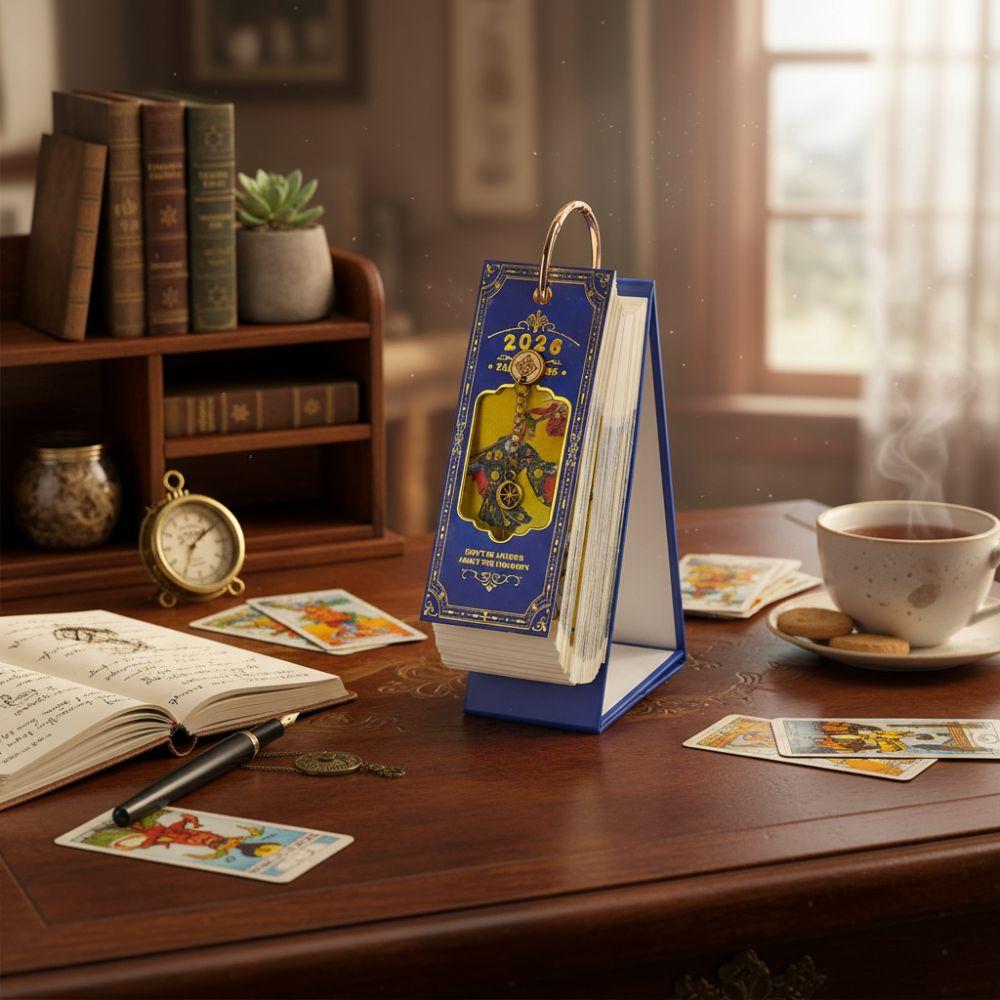 Gold Ring Binding 2026 Card Calendar Vintage Oil Painting Daily Planner New Year Theme