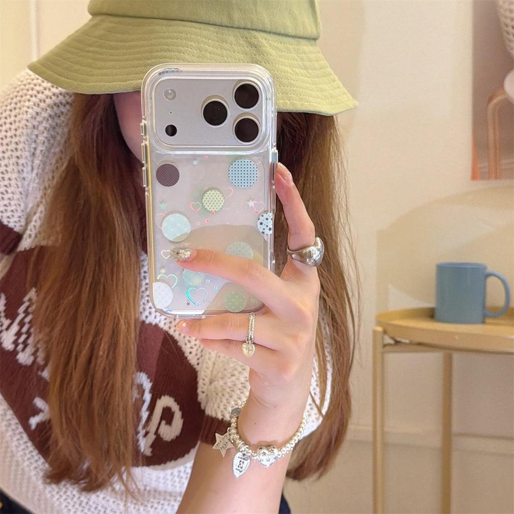 Grüne Polka Dot Runde Kante iPhone 14/13 Apple 17/16/15 PRO MAX Sturzsicheres Case