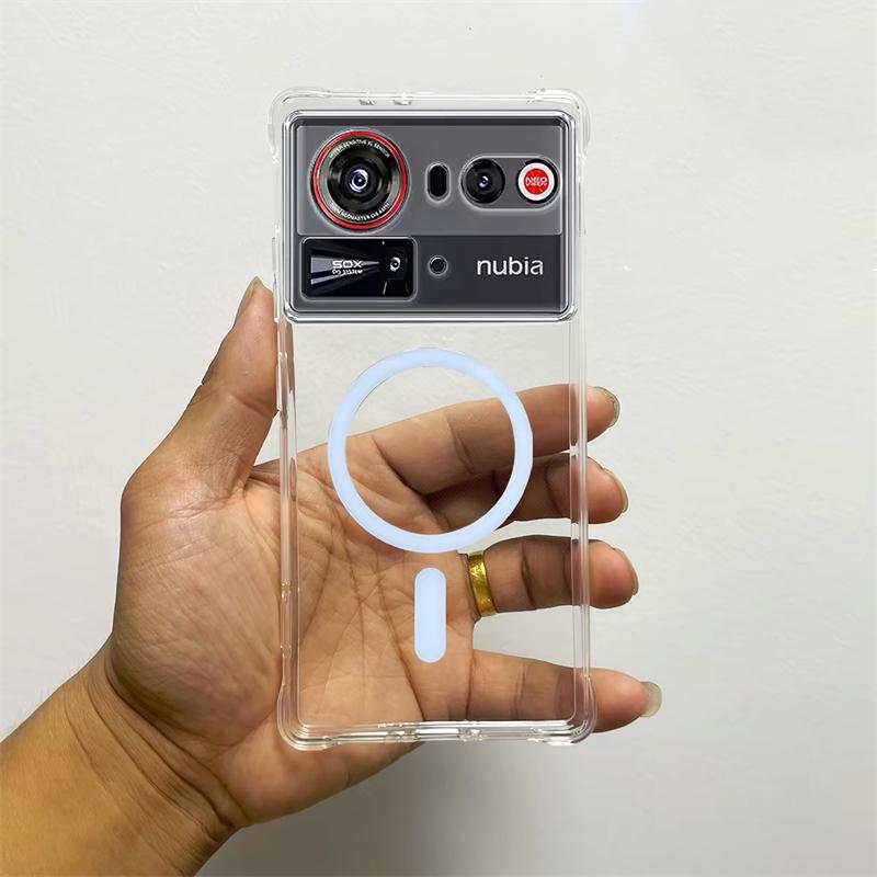 Magnetic Case For ZTE Nubia Z80 Ultra Z70 S Z60 Ultra For MagSafe Transparent TPU Soft Silicone Phone Cover Shockproof Bumper
