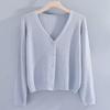 Women's Long Sleeve Cardigan V Neck Elegant Knit Top Thin Solid Color Shrug